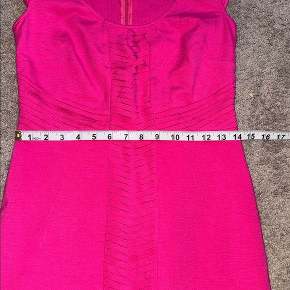 NEW Ann Taylor Size 2 Tall Hot Pink Laser Cut Sheath Midi Dress Business $138 - Picture 8 of 10